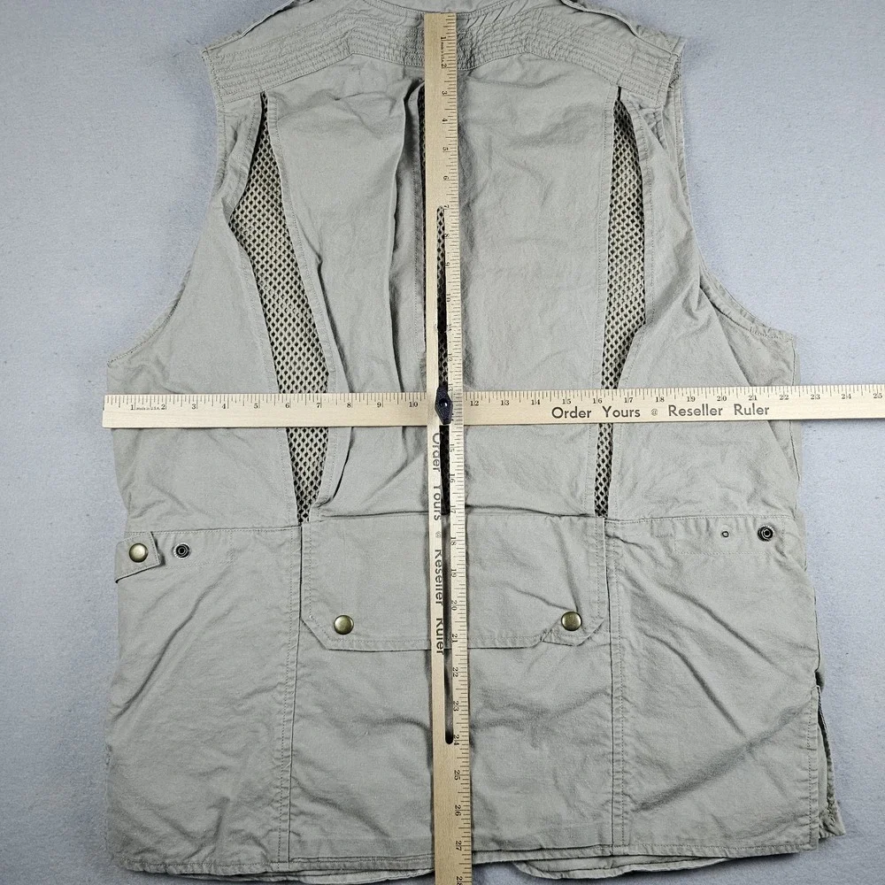 Vintage Banana Republic Safari Travel Vest Mens Medium Beige Tan Hiking Fishing
